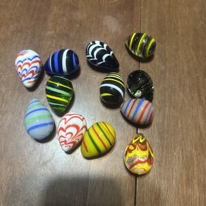 Colorful Lot Of‎ 12 Glass Eggs Holiday Decor